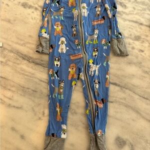 Little Sleepies Blue and Gray Footies with Playful Dog Print